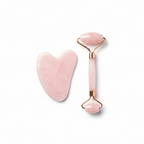 Kit Gua Sha et Rouleau en Quartz Rose